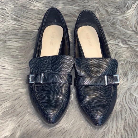 EUC Nine West Naroo Black Gator Embossed Smoking Loafer Size 11 - Picture 3 of 9